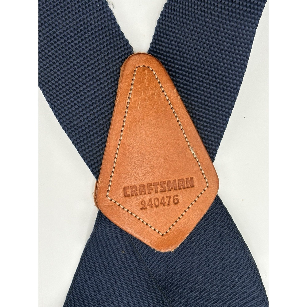 Craftsman 240476 Workwear Tool Belt Suspenders Navy Blue Heavy Duty Clips VTG - Picture 3 of 4